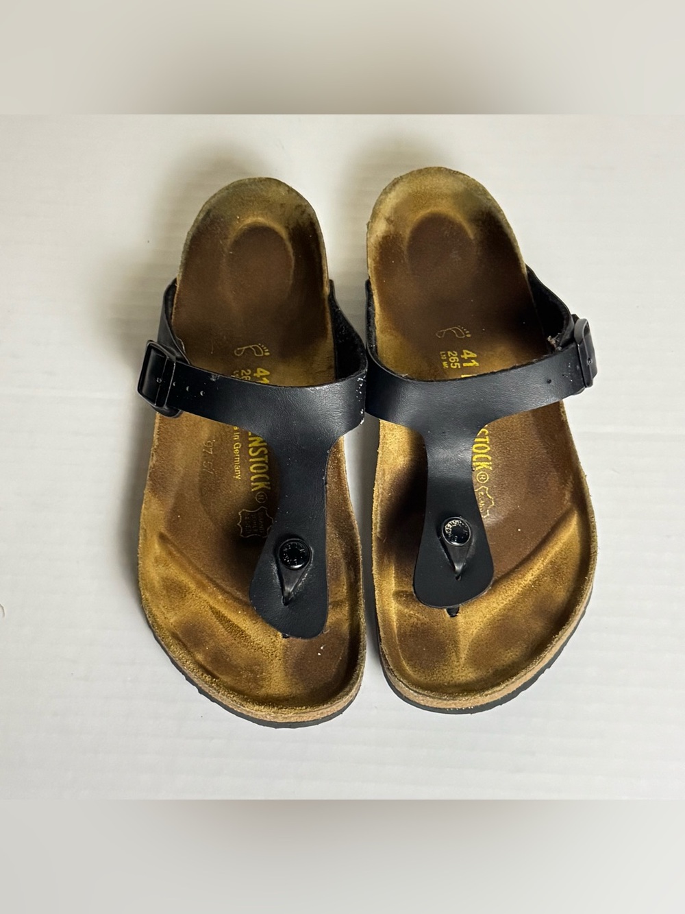 Birkenstock Gizeh Black Thong Sandals Cork Footbed EU 41 US 10